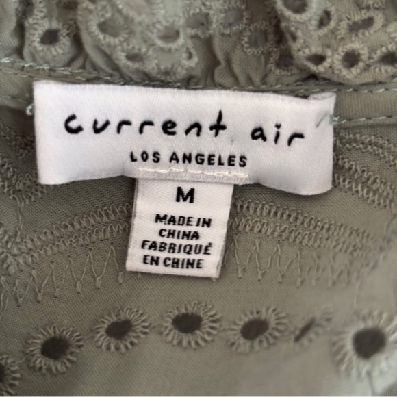 Current Air Green Eyelet Short Sleeve Blouse Medium - Picture 6 of 8